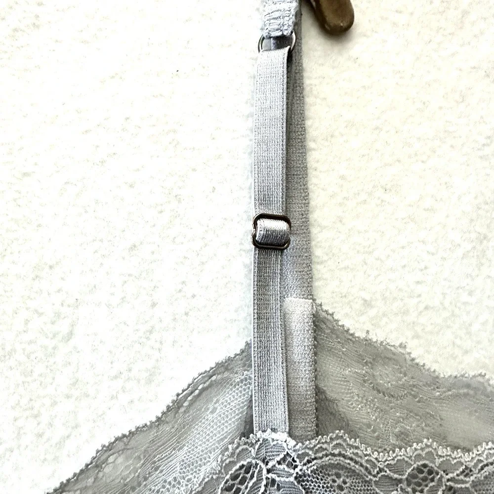 Eberjey Fossil Rock M Medium Romper Teddy Modal Gray Lace Blouson